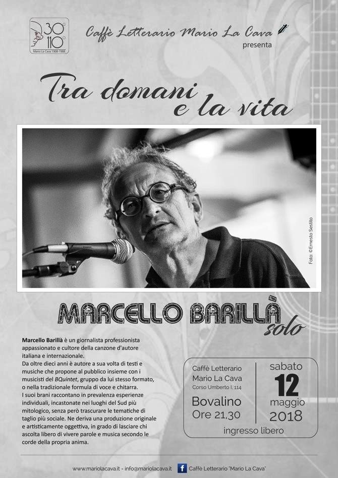 Bovalino Rc Marcello Barillà in concerto al Caffè Letterario