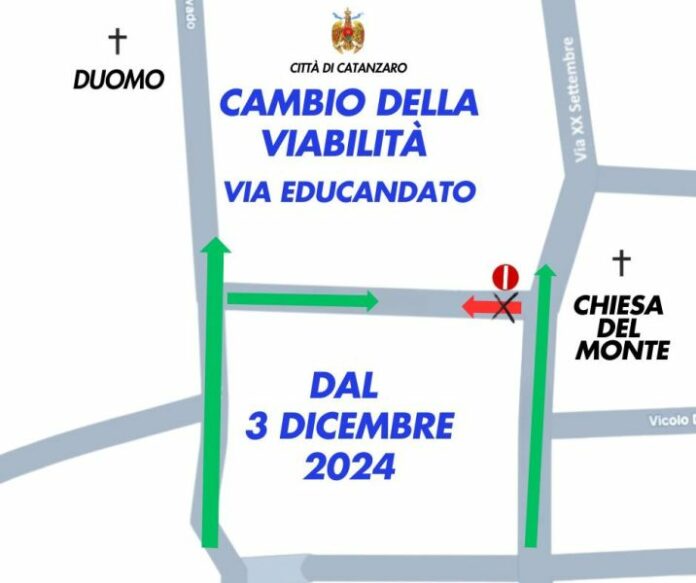 Catanzaro, senso unico in via educandato